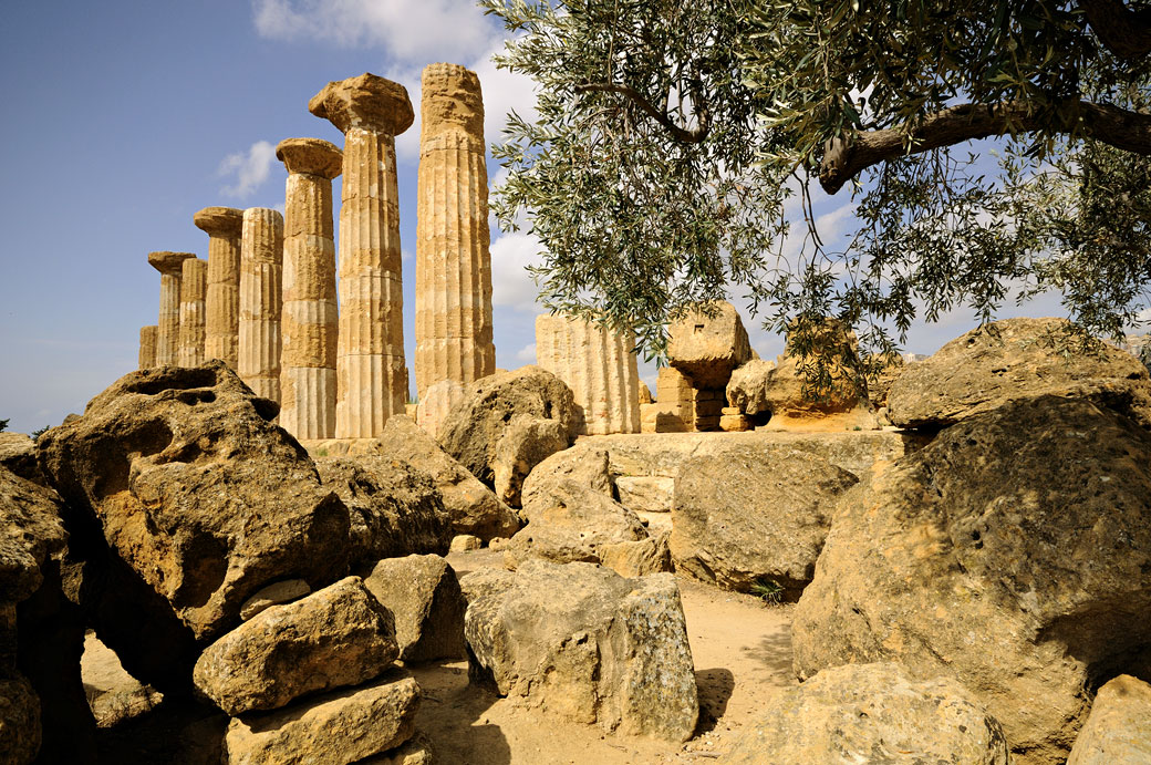 Ruines du temple d'Héraclès en Sicile, Italie